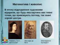 Математика і живопис В епоху відродження художники відкрили, що будь-яка карт...