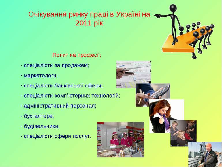 Очікування ринку праці в Україні на 2011 рік Попит на професії: спеціалісти з...