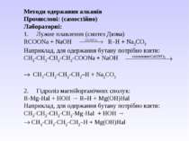 Методи одержання алканів Промислові: (самостійно) Лабораторні: 1.     Лужне п...