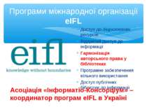 Програми міжнародної організації eIFL Доступ до ліцензованих ресурсів Відкрит...