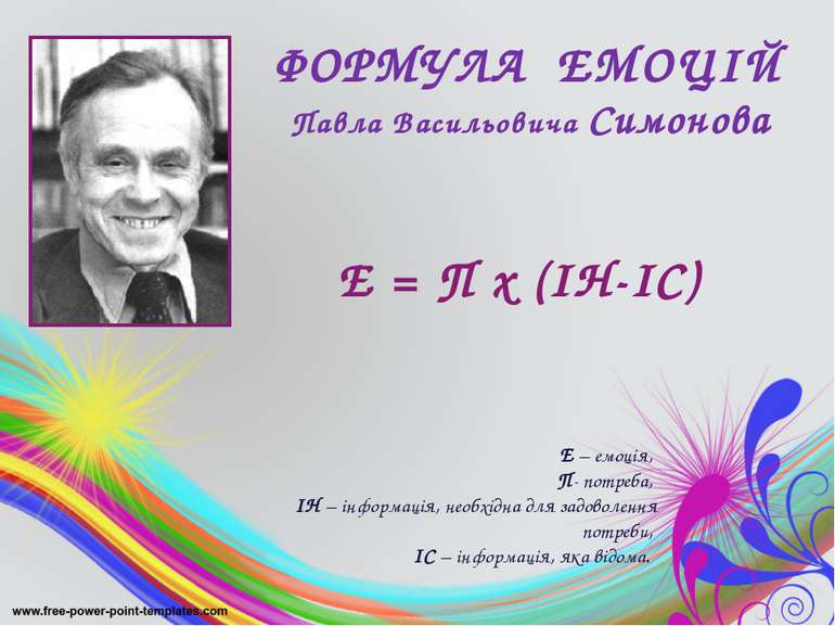 Е – емоція, П- потреба, ІН – інформація, необхідна для задоволення потреби, І...