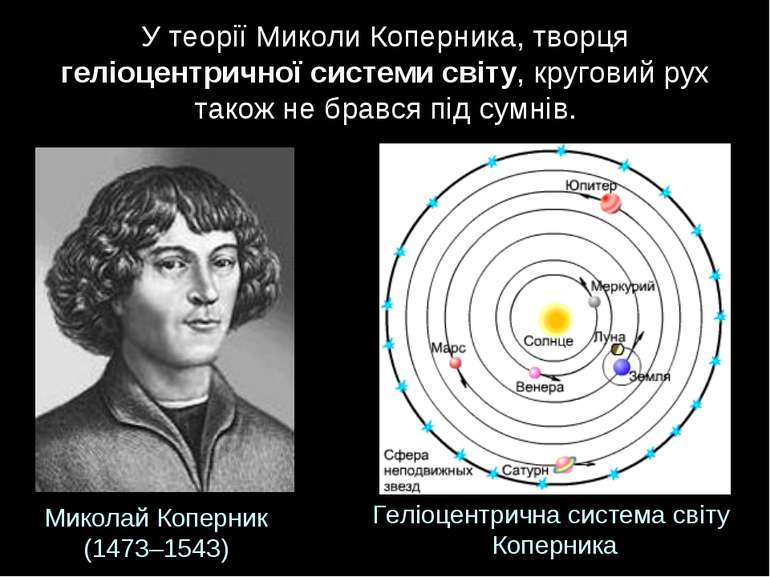 У теорії Миколи Коперника, творця геліоцентричної системи світу, круговий рух...