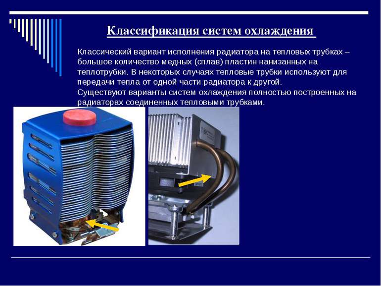 Классификация систем охлаждения Классический вариант исполнения радиатора на ...