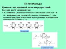 Полисахариды Крахмал – это резервный полисахарид растений. Состоит из 2-х ком...