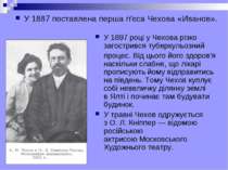 У 1897 році у Чехова різко загострився туберкульозний  процес. Від цього його...