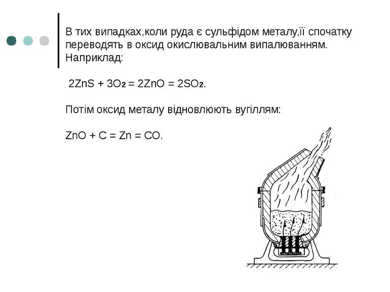 В тих випадках,коли руда є сульфідом металу,її спочатку переводять в оксид ок...