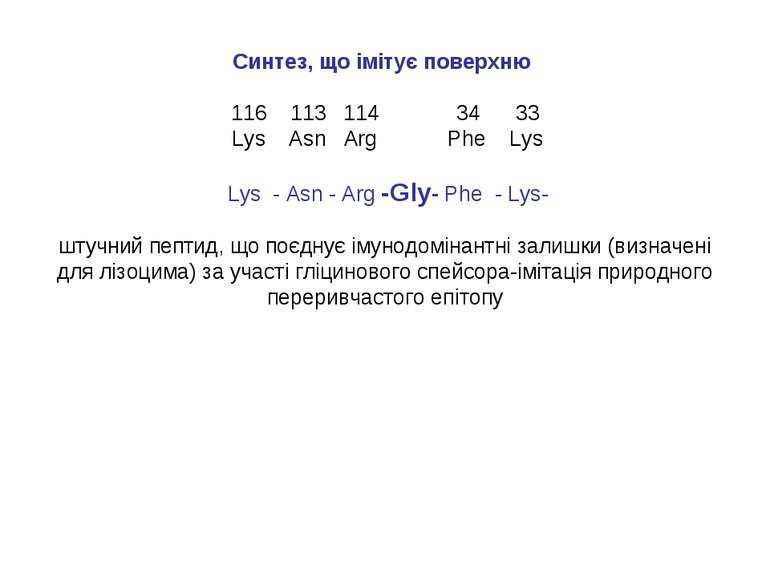 Синтез, що імітує поверхню 116 113 114 34 33 Lys Asn Arg Phe Lys Lys - Asn - ...