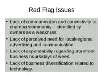 Red Flag Issues Lack of communication and connectivity to chamber/community -...