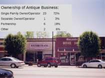 Ownership of Antique Business: Single Family Owner/Operator 23 72% Separate O...