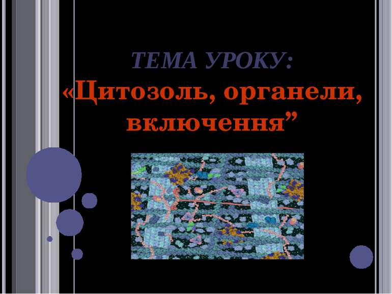 ТЕМА УРОКУ: «Цитозоль, органели, включення”