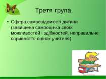 Третя група Сфера самосвідомості дитини (завищена самооцінка своїх можливосте...