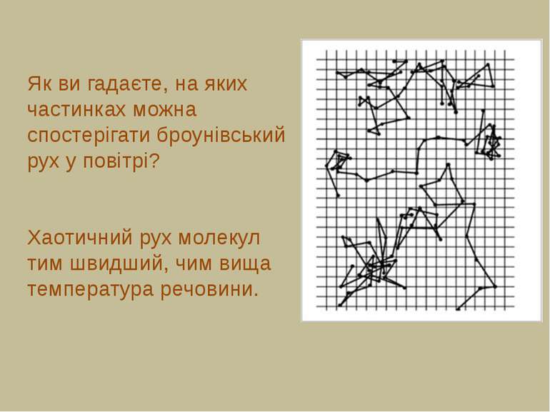 Як ви гадаєте, на яких частинках можна спостерігати броунівський рух у повітр...