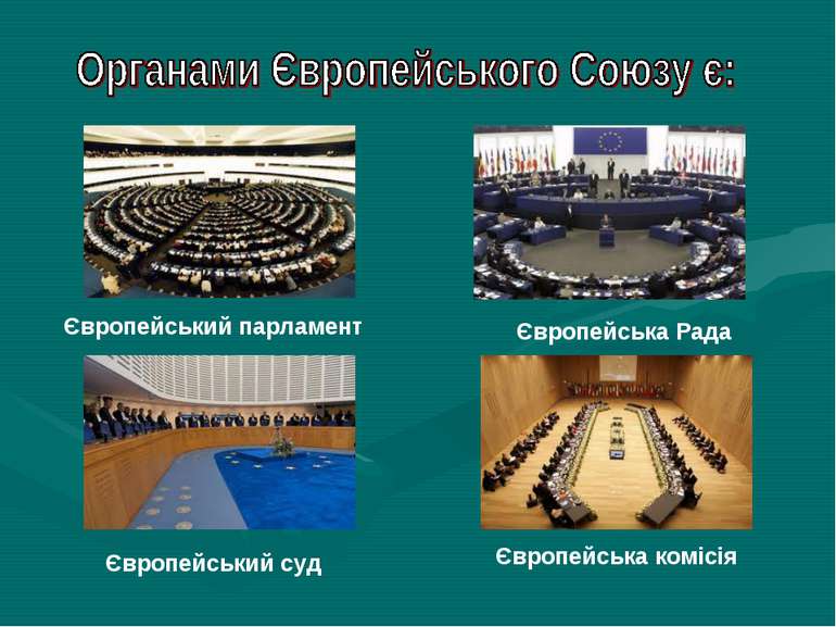 Європейський парламент Європейський суд Європейська Рада Європейська комісія