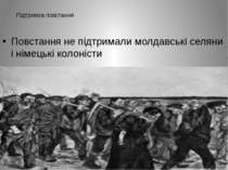 Підтримка повстання Повстання не підтримали молдавські селяни і німецькі коло...