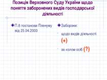 Позиція Верховного Суду України щодо поняття заборонених видів господарської ...