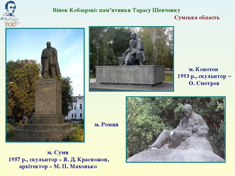 Сумська область м. Суми 1957 р., скульптор – Я. Д. Красножон, архітектор – М....