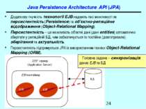 Java Persistence Architecture API (JPA) Додаткову гнучкість технології EJB на...
