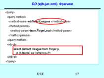 DD (ejb-jar.xml). Фрагмент ejbSelectLeagues team.PlayerLocal select distinct ...