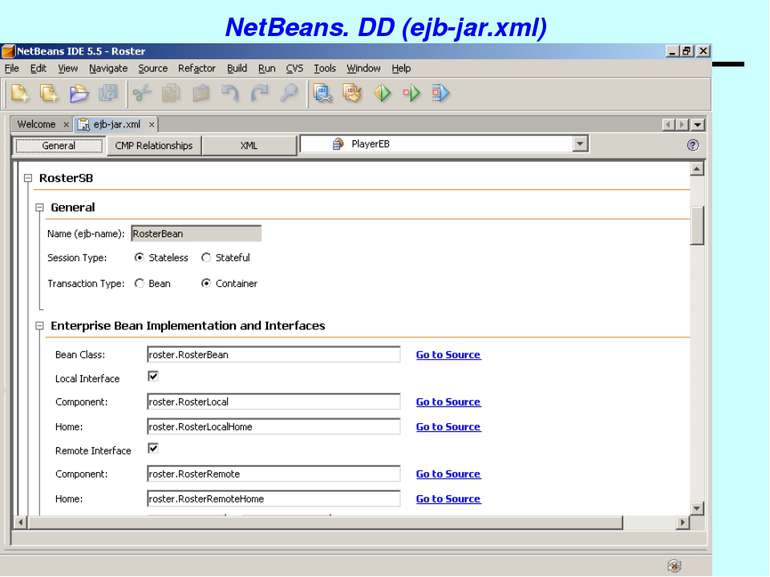 NetBeans. DD (ejb-jar.xml) J2EE