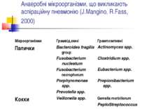 Анаеробні мікроорганізми, що викликають аспіраційну пневмонію (J.Mangino, R.F...
