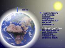 Нашу планету оточує шар повітря товщиною приблизно 500 км, який називають Ця ...