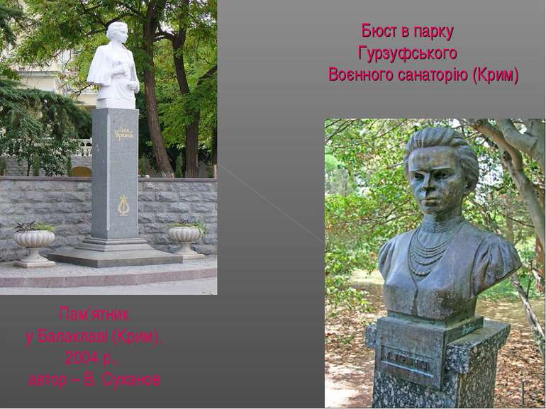 Пам’ятник у Балаклаві (Крим), 2004 р., автор – В. Суханов Бюст в парку Гурзуф...
