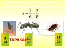 Розв’яжіть рівняння і ви дізнаєтесь, у якої комахи вуса довші за ноги. ТАРАКА...