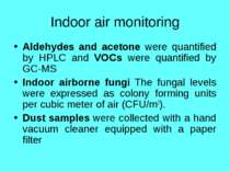 Indoor air monitoring Aldehydes and acetone were quantified by HPLC and VOCs ...