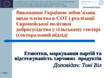 Слайд * Виконання Україною зобов’язань щодо членства в СОТ і реалізації Європ...
