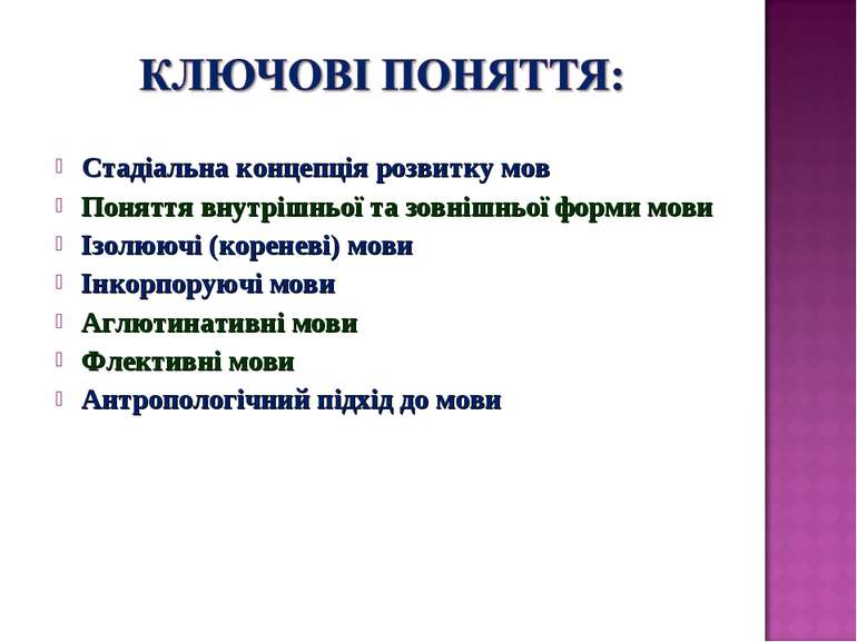 Стадіальна концепція розвитку мов Поняття внутрішньої та зовнішньої форми мов...