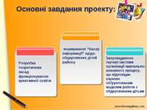 Основні завдання проекту: Розробка теоретичних засад функціонування креативно...