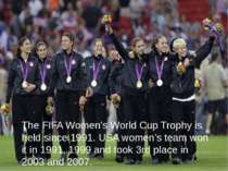 The FIFA Women's World Cup Trophy is held since 1991. USA women’s team won it...