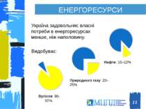 ЕНЕРГОРЕСУРСИ Україна задовольняє власні потреби в енергоресурсах менше, ніж ...