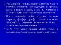 В тілі людини і вищих тварин виявлено біля 70 хімічних елементів, що надходят...