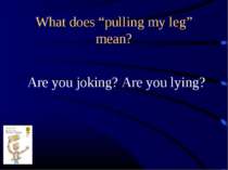 What does “pulling my leg” mean? Are you joking? Are you lying?