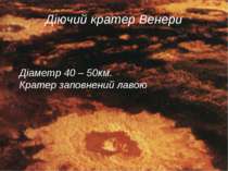 Діючий кратер Венери Діаметр 40 – 50км. Кратер заповнений лавою 13