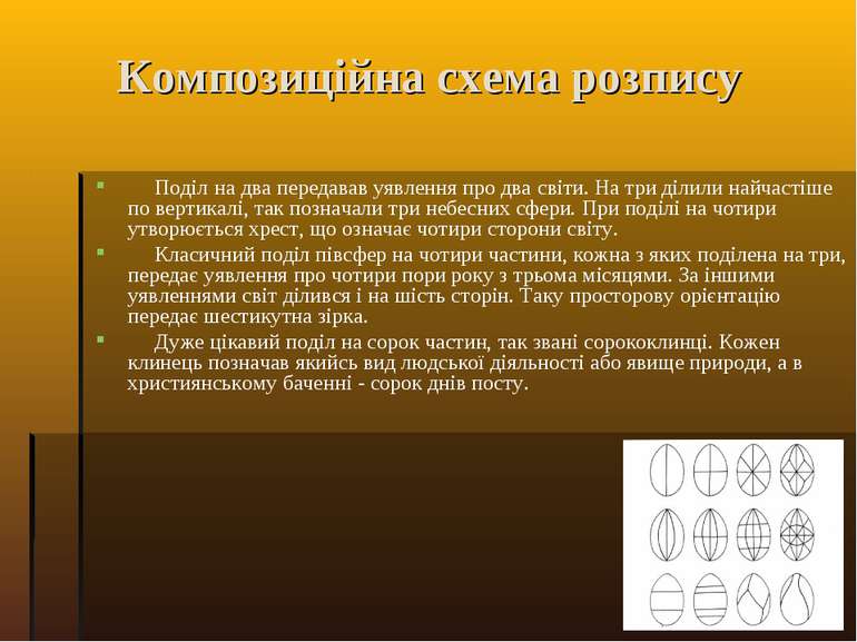 Композиційна схема розпису Поділ на два передавав уявлення про два світи. На ...