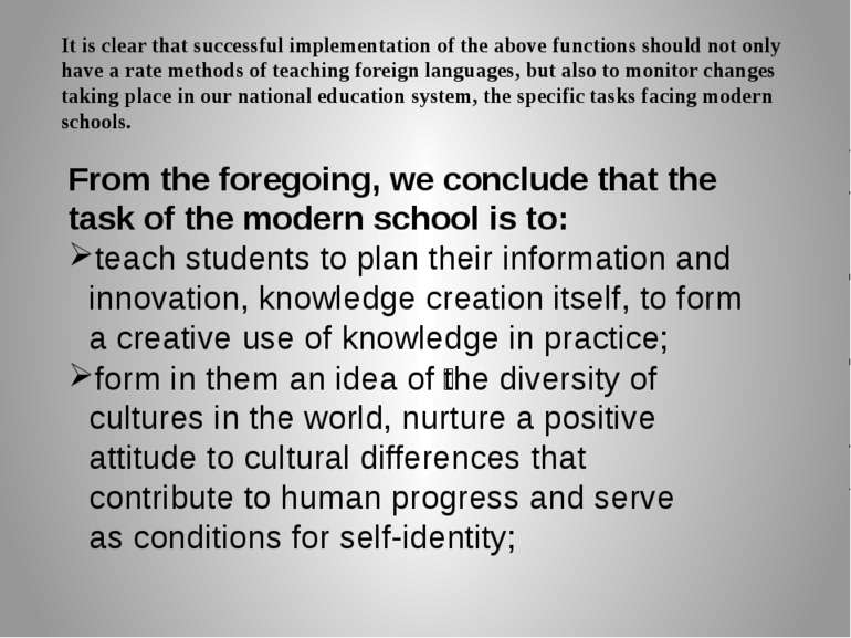 It is clear that successful implementation of the above functions should not ...