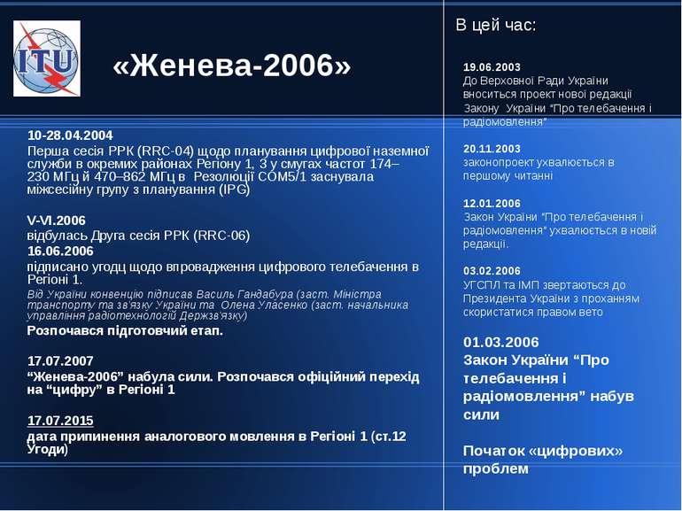 10-28.04.2004 Перша сесія РРК (RRC-04) щодо планування цифрової наземної служ...