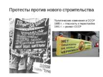 Протесты против нового строительства Политические изменения в СССР 1985 г. – ...