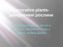 Decorative plants-декоративні рослини Decorative plants are always a necessar...