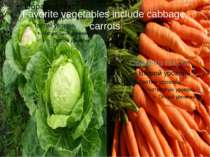 Favorite vegetables include cabbage, carrots