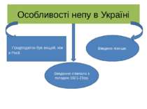 Особливості непу в Україні Продподаток був вищий, ніж в Росії. Введено пізніш...
