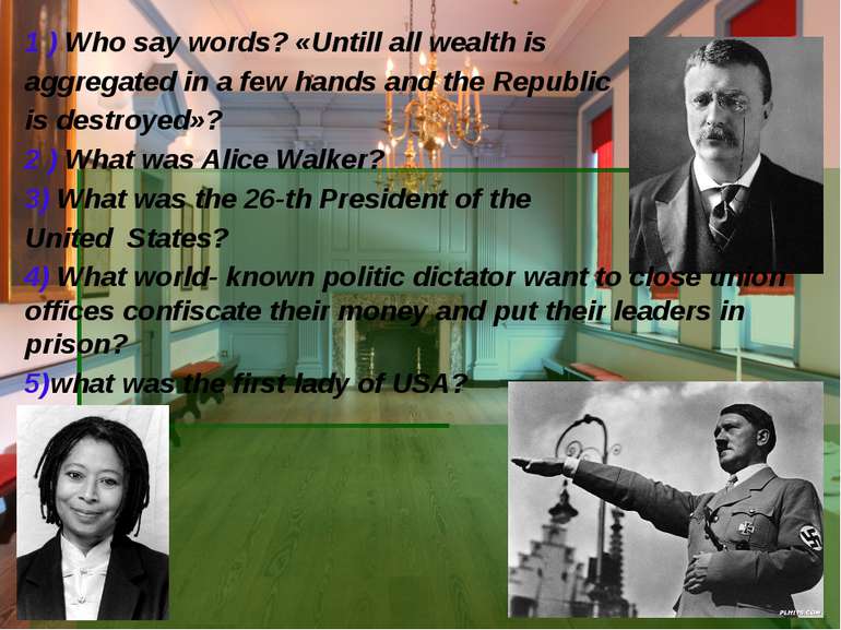 1 ) Who say words? «Untill all wealth is aggregated in a few hands and the Re...