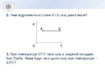 2. Чим відрізняються стани А і Б газу даної маси? 3. При температурі 27°С тис...