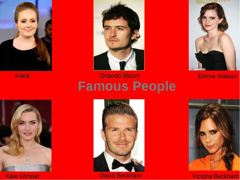 Adele Emma Watson Orlando Bloom Kate Winslet Victoria Beckham David Beckham F...
