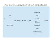 Make up sentences using these words and word-combinations I like don’t like t...