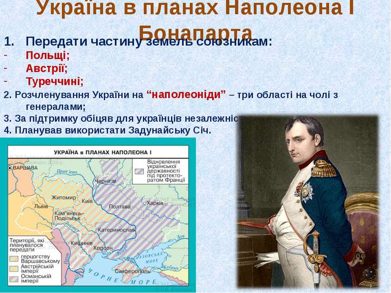 Україна в планах Наполеона І Бонапарта Передати частину земель союзникам: Пол...