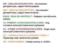 ENI - ENGLISH DESCRIPTORS - Англомовні дескриптори, надані бібліографом ENC -...