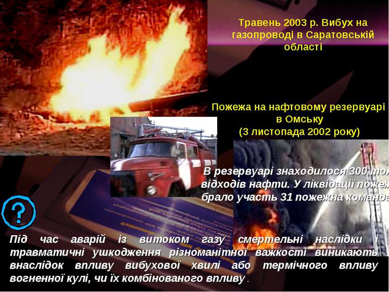 Пожежа на нафтовому резервуарі в Омську (3 листопада 2002 року) Під час аварі...